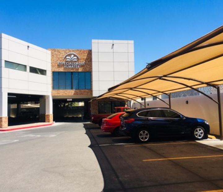 Fabric canopy at a commercial parking lot, Riverside County