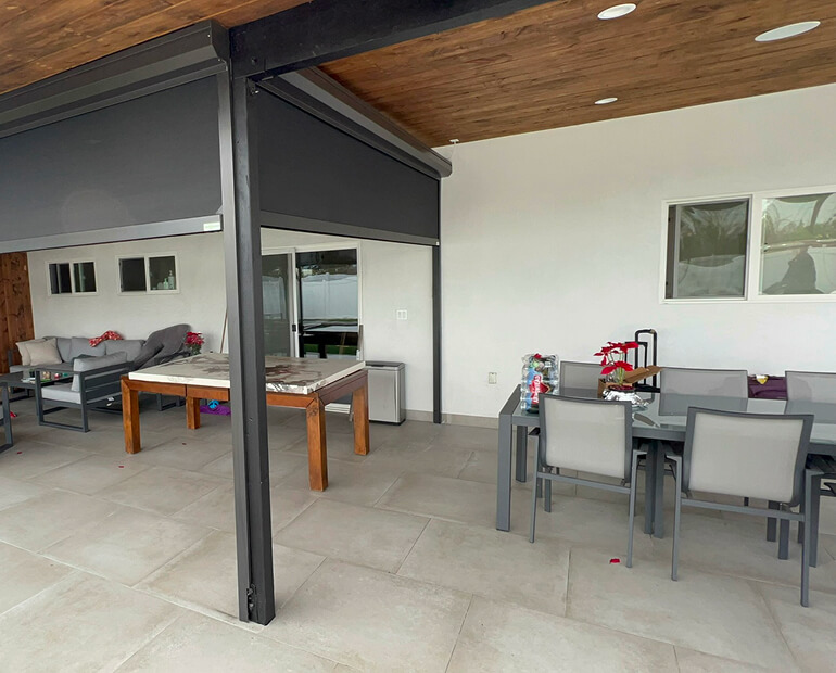 Self-standing pergola with retractable roof, Orange County