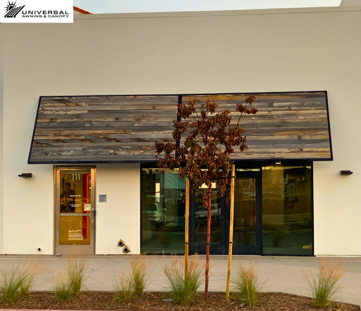 Metal awning at Peter's Landing, alternate project view