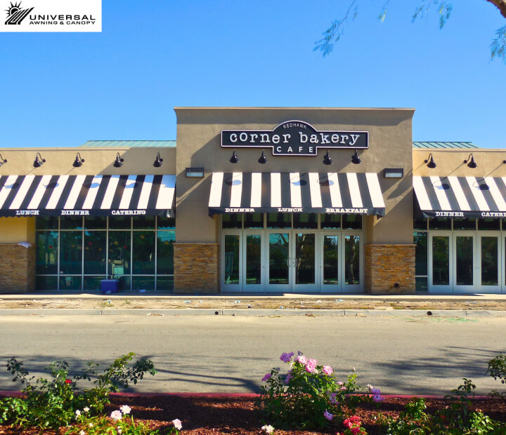 Fixed fabric awning at Corner Bakery
