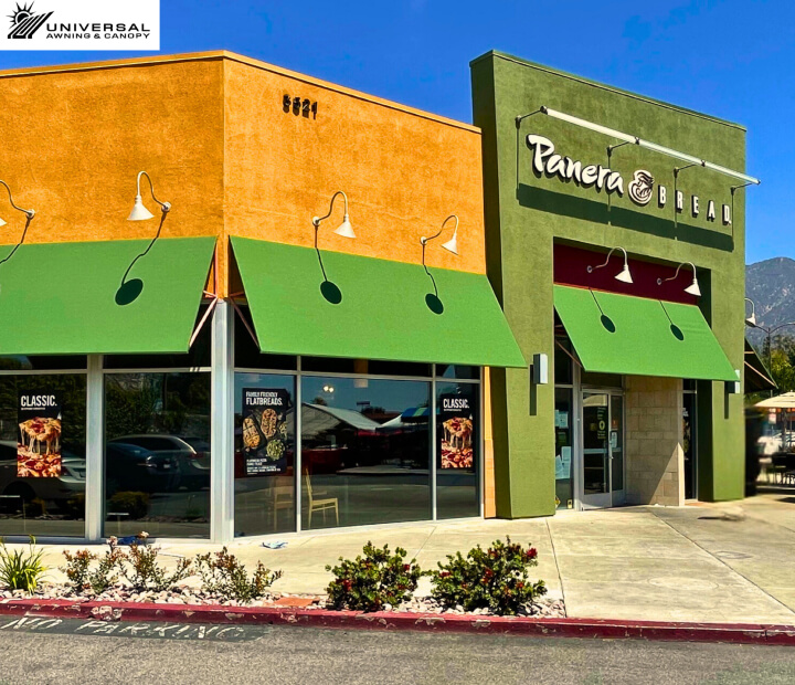 Fixed fabric awning at Panera