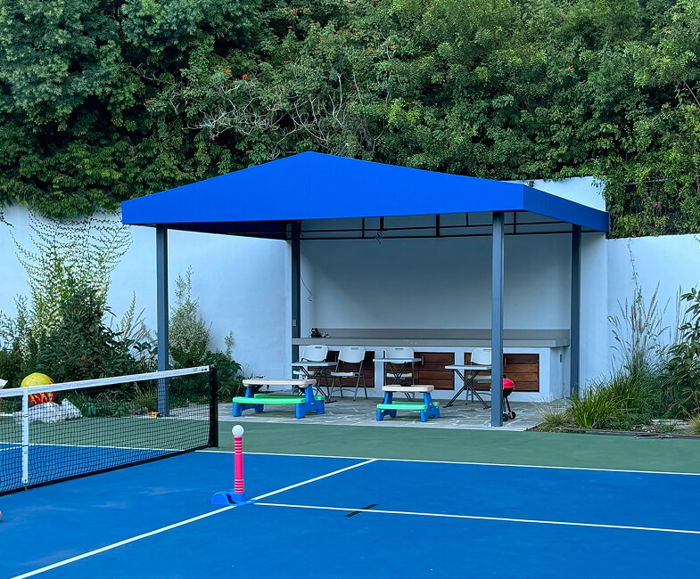 Steel canopy with copper trim, San Diego County