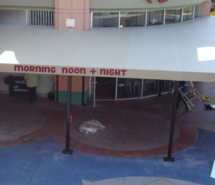 Wide patio cover at Morning Noon + Night, Orange County