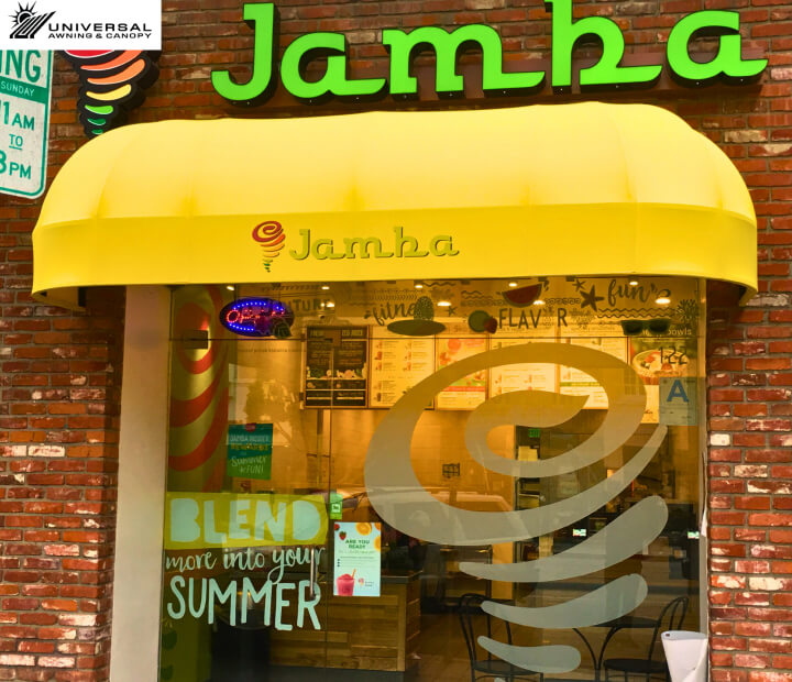 Fixed fabric awning at Jamba Juice