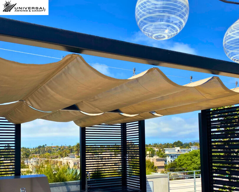 Slide-on-wire canopy at a residential property